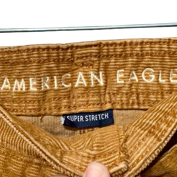 American Eagle High Rise A Line Corduroy Y2K Button Front Belted Tie Waist Skirt - Picture 7 of 9